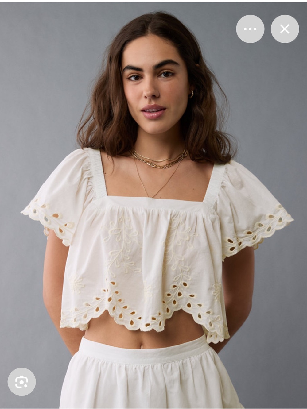 American Eagle Tie Back Eyelet Crop Top